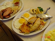 Perch and sunny side eggs