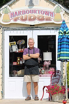 Jon Coughlin in front of Harbourtown Fudge, Port Stanley (London Free Press)